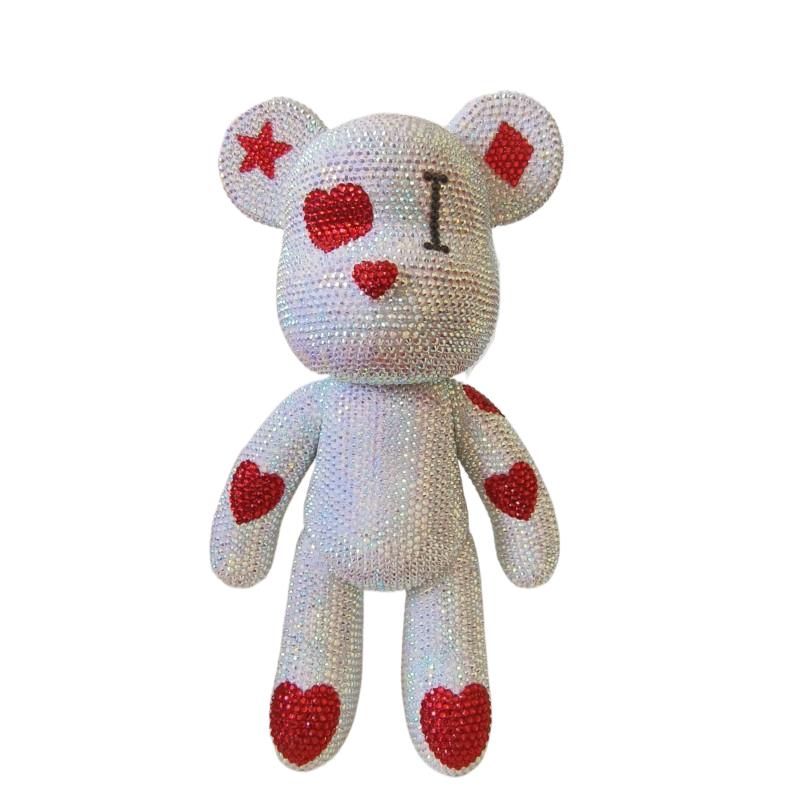 Resin Art Design For Wedding - Personalizable Rhinestone Wedding Bear Statue Love