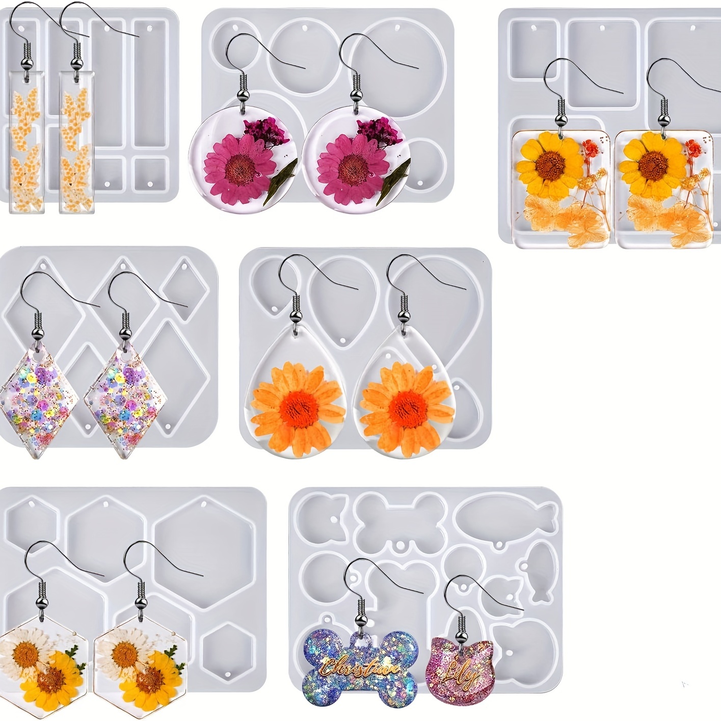 Resin Art Keychain - DIY Droplet Square Earrings Molds with