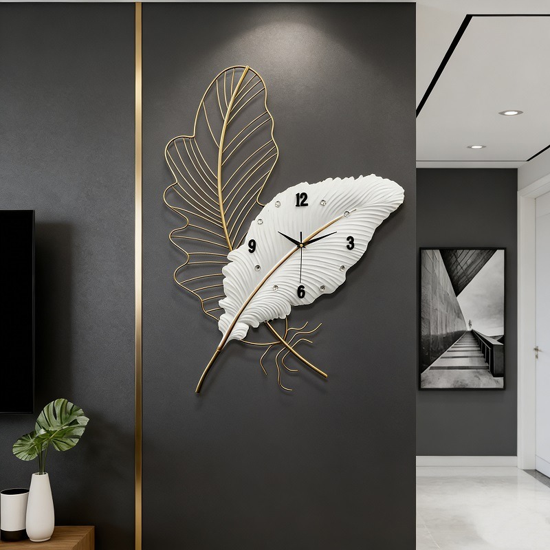 Resin Art Wall Clock - Feather Wall Clock Modern Art Wall