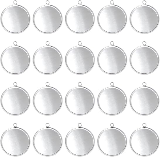 20 Pieces Stainless Steel Roun - Resin Art Keychain ulasan dan harga