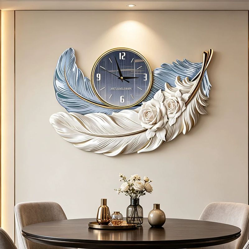 High-end Feather Design Wall C - Resin Art Wall Clock ulasan dan harga