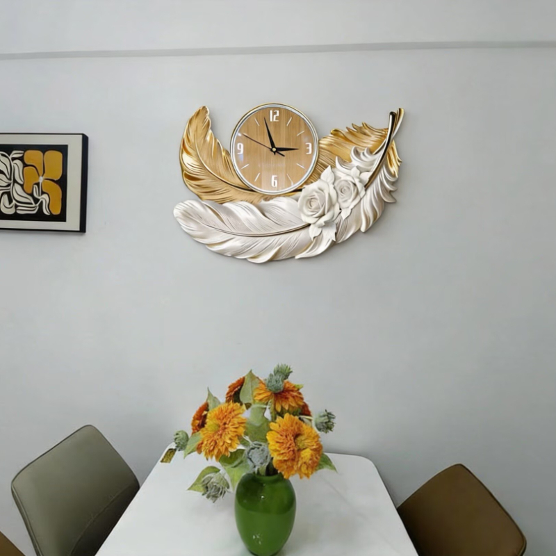 High-end Feather Design Wall C - Resin Art Wall Clock ulasan dan harga
