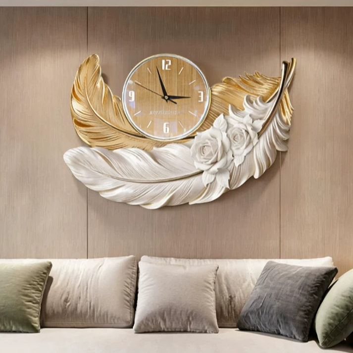High-end Feather Design Wall C - Resin Art Wall Clock ulasan dan harga