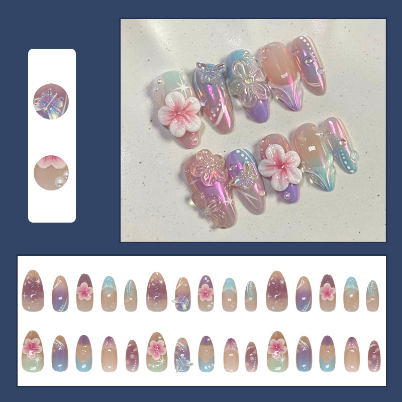 30pcs Fake Nails 3D Flower Sta - Resin Art Design For Wedding ulasan dan harga