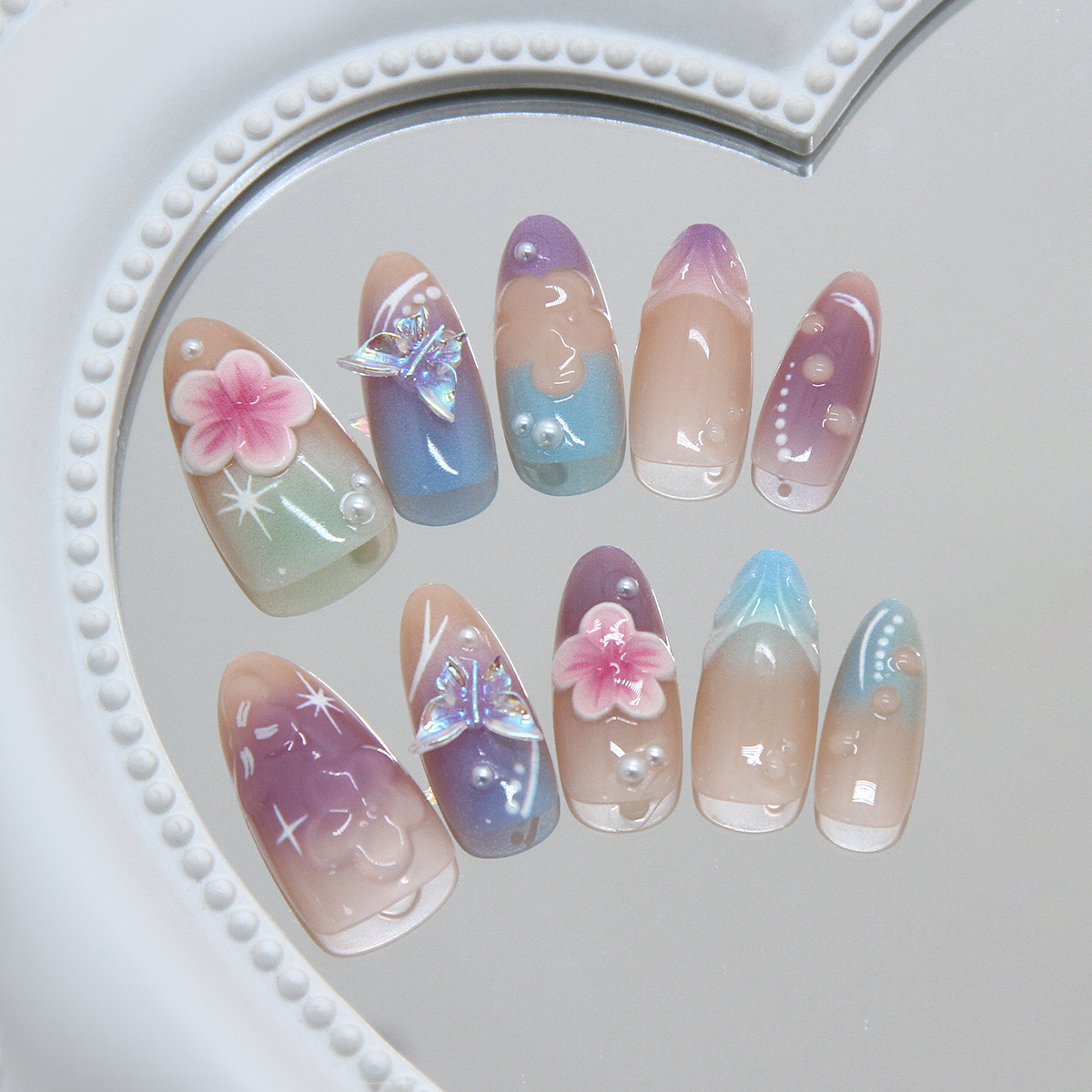 30pcs Fake Nails 3D Flower Sta - Resin Art Design For Wedding ulasan dan harga