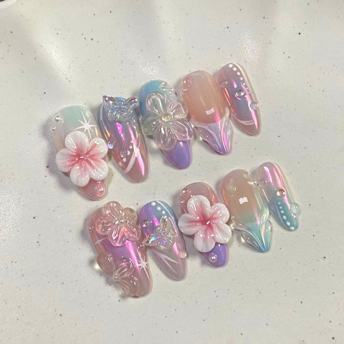 30pcs Fake Nails 3D Flower Sta - Resin Art Design For Wedding ulasan dan harga