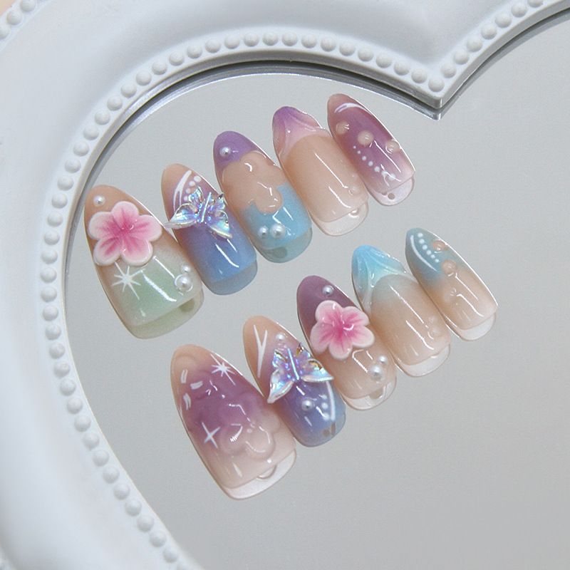 30pcs Fake Nails 3D Flower Sta - Resin Art Design For Wedding ulasan dan harga