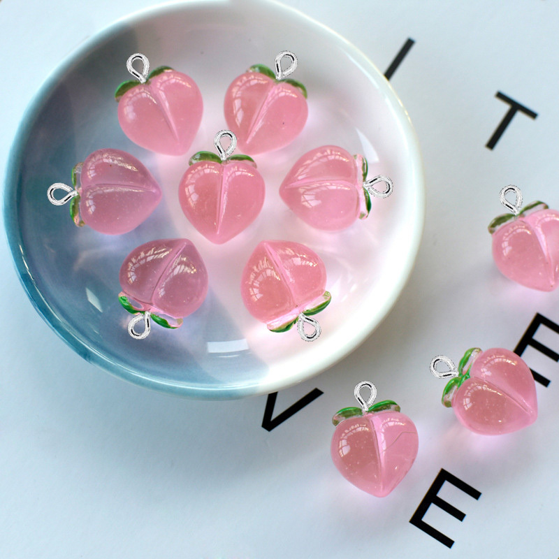 10Pcs New Transparent Peach Fl - Resin Art Keychain ulasan dan harga