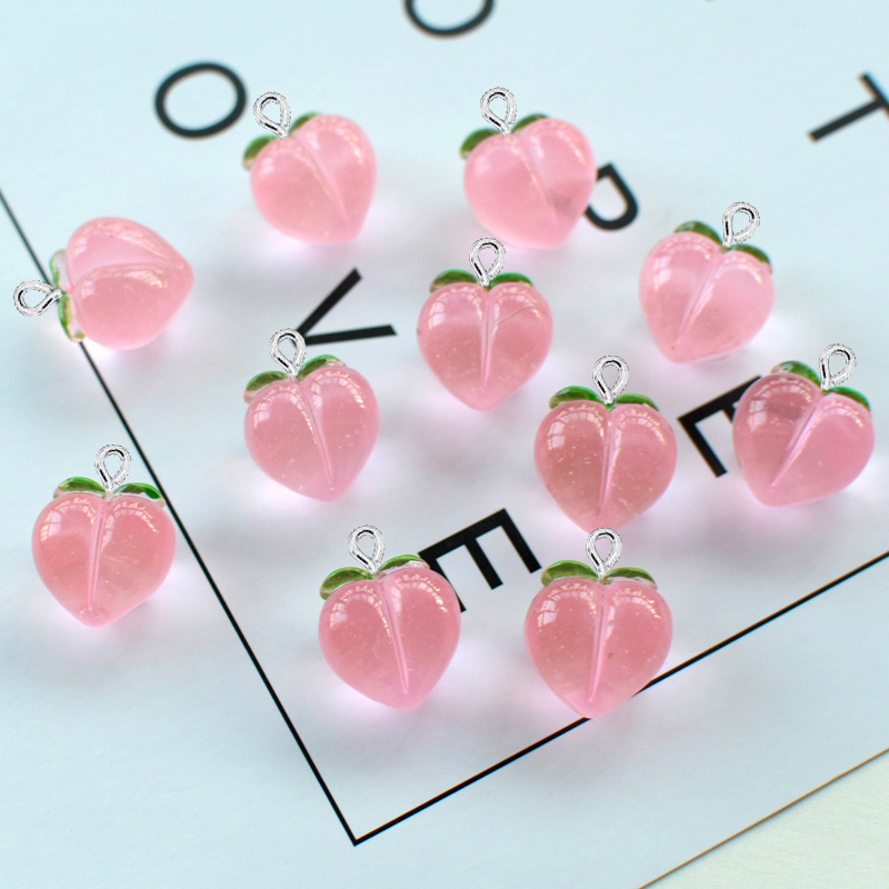 10Pcs New Transparent Peach Fl - Resin Art Keychain ulasan dan harga