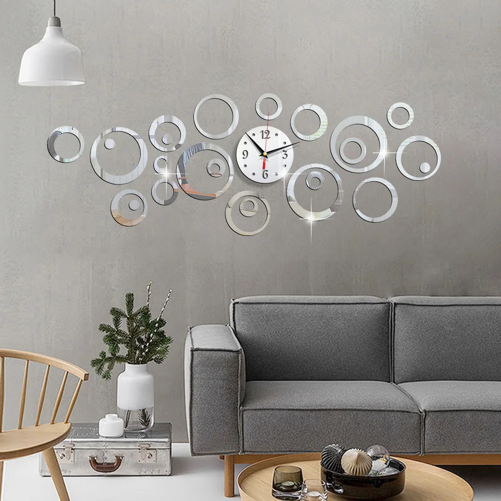 3D Stereo Acrylic Mirror Large - Resin Art Wall Clock ulasan dan harga