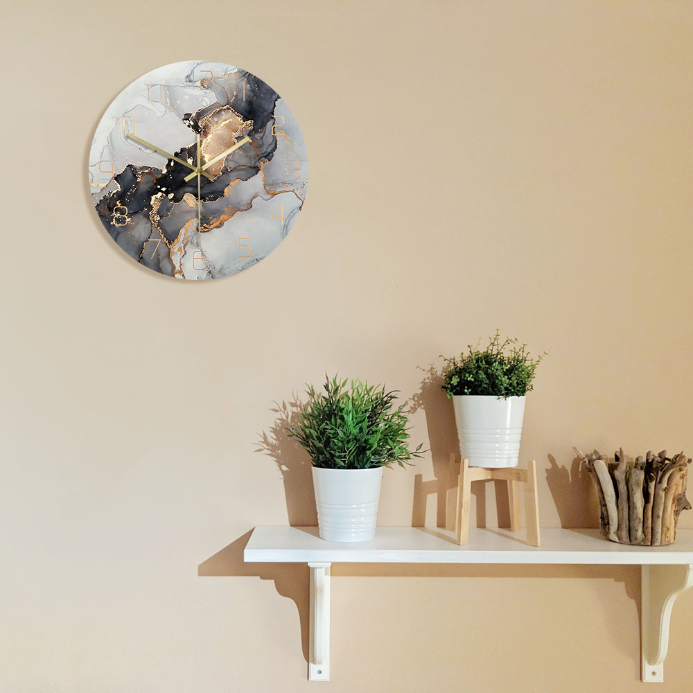 Abstract Alcohol Ink Printed W - Resin Art Wall Clock ulasan dan harga