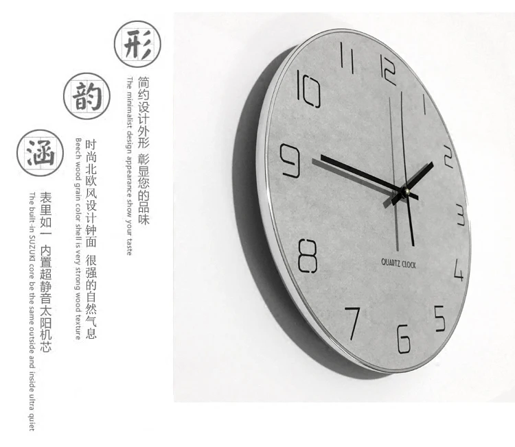 Grey Round Wall Clock Modern D - Resin Art Wall Clock ulasan dan harga