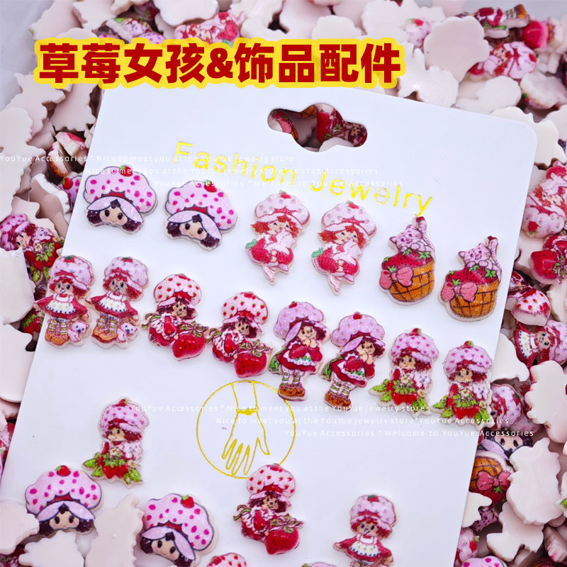 Cartoon strawberry girl nail a - Resin Art Anime ulasan dan harga
