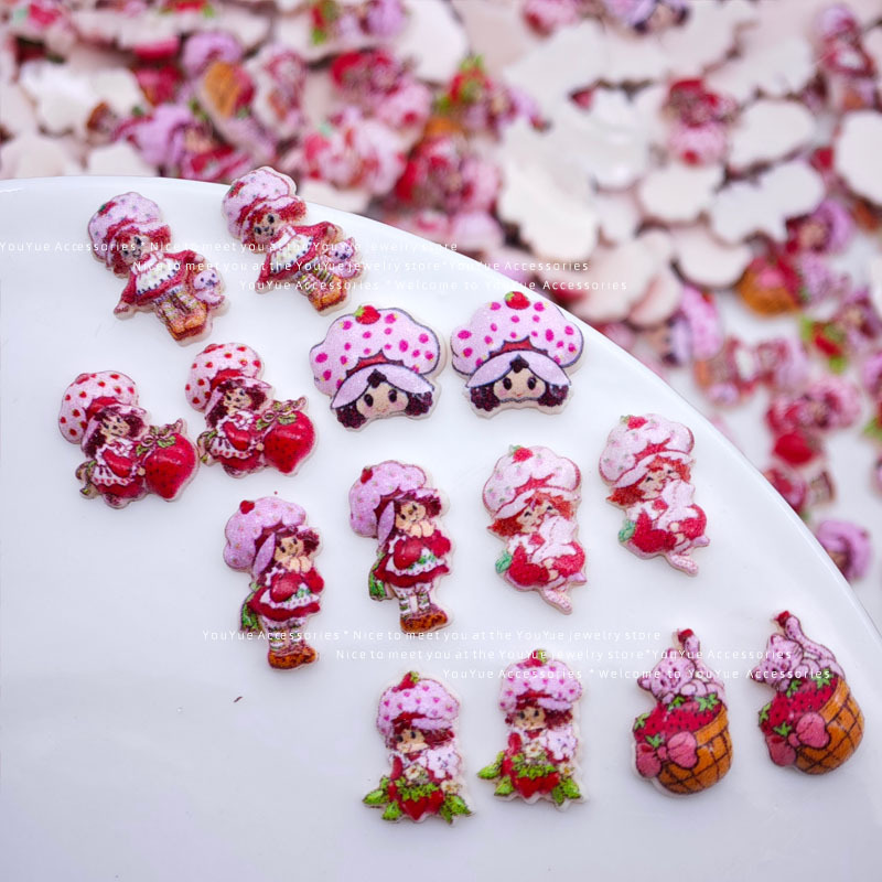 Cartoon strawberry girl nail a - Resin Art Anime ulasan dan harga