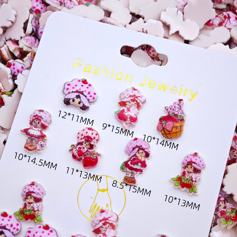 Cartoon strawberry girl nail a - Resin Art Anime ulasan dan harga