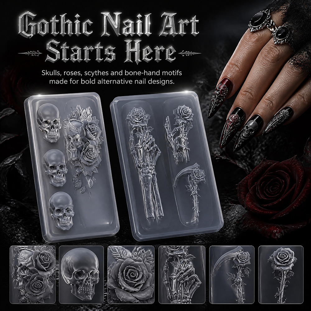2Pcs Set Dark Rose Skull Silic - Resin Art Templates Free ulasan dan harga