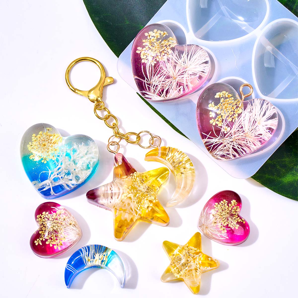 Heart Star Moon Pendant Silico - Resin Art Kit With Molds ulasan dan harga