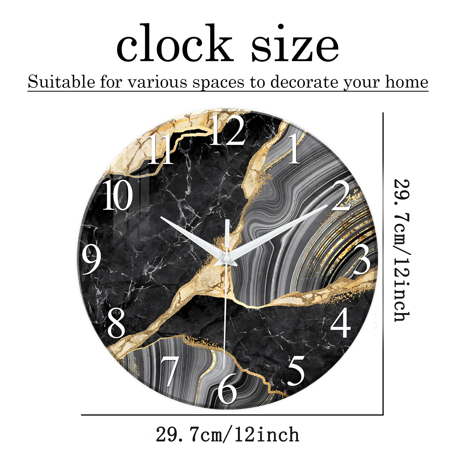 1pc 12-inch Modern Tempered Gl - Resin Art Wall Clock ulasan dan harga