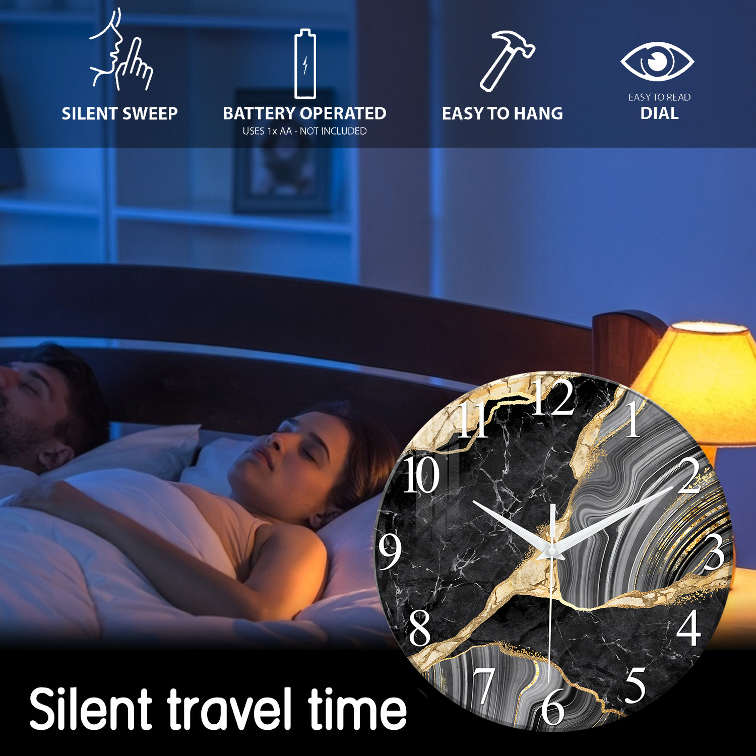 1pc 12-inch Modern Tempered Gl - Resin Art Wall Clock ulasan dan harga