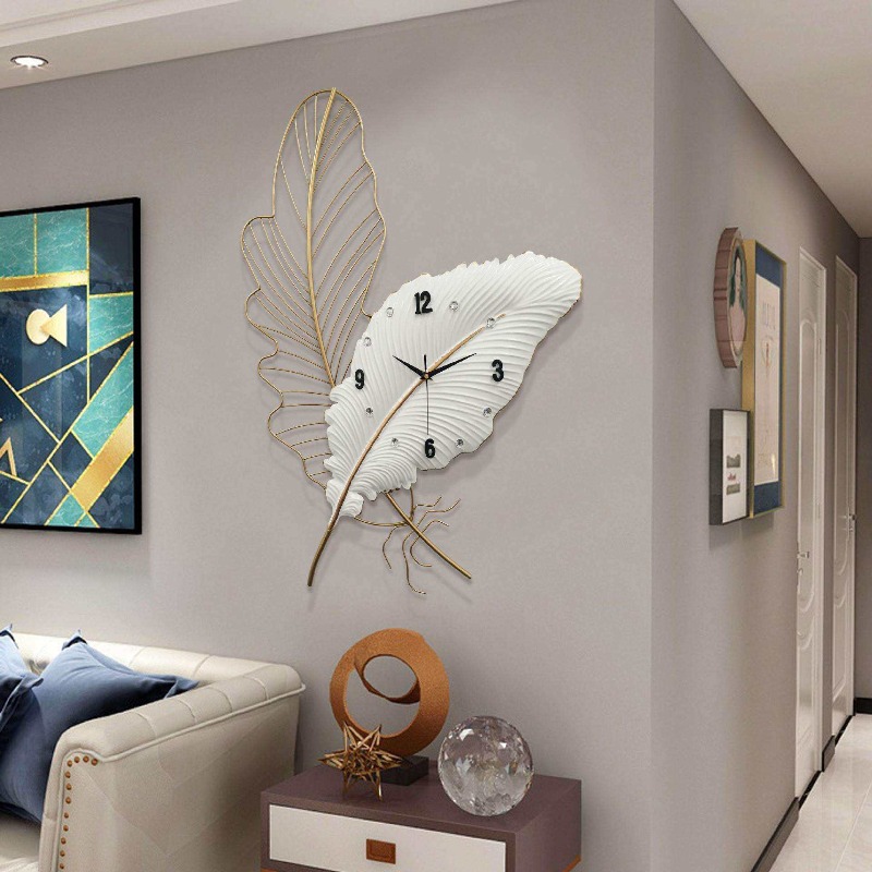 Feather Wall Clock Modern Art  - Resin Art Wall Clock ulasan dan harga