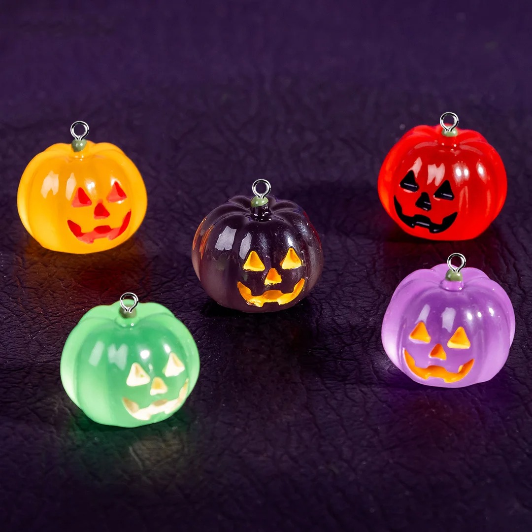 5Pcs Kawaii Luminous Pumpkin R - Resin Art Keychain ulasan dan harga