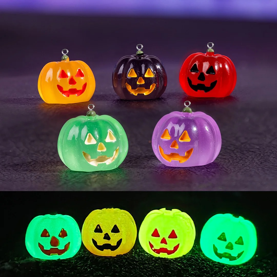 5Pcs Kawaii Luminous Pumpkin R - Resin Art Keychain ulasan dan harga