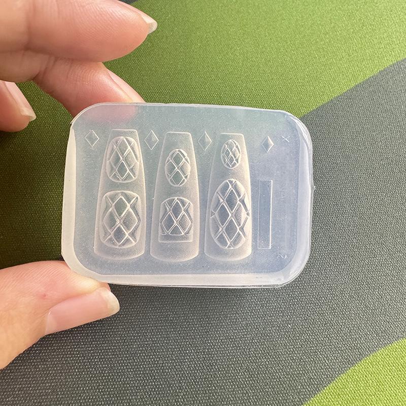 New Silicone Nails Mold Plaid  - Resin Art Templates Free ulasan dan harga