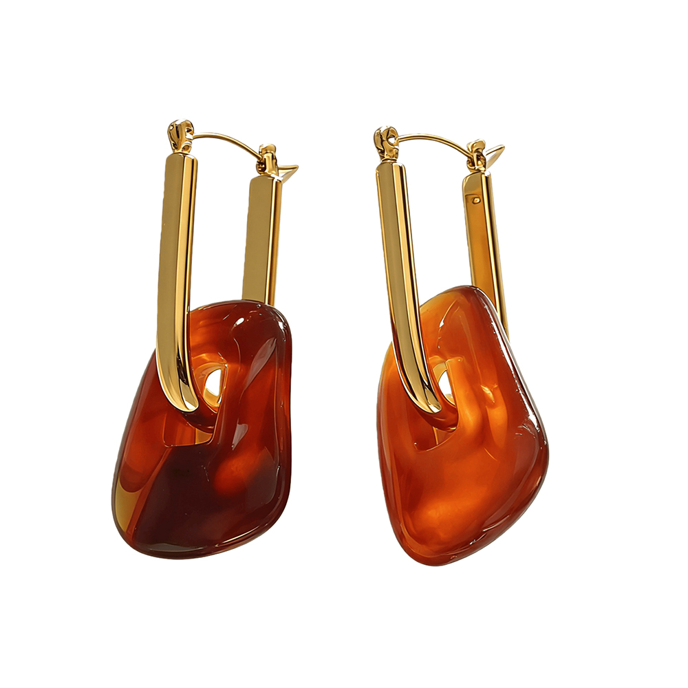 Chic Abstract Resin Hoop Drop  - Resin Art Ring ulasan dan harga