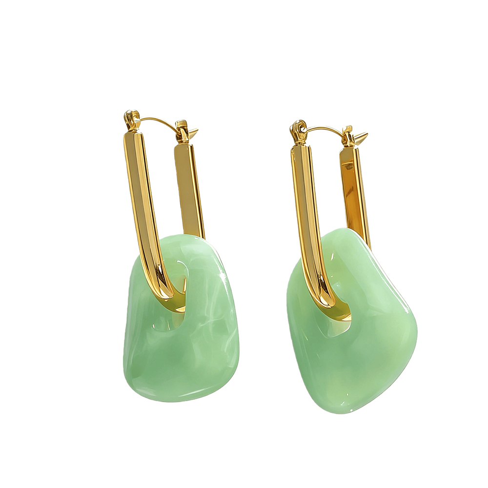 Chic Abstract Resin Hoop Drop  - Resin Art Ring ulasan dan harga